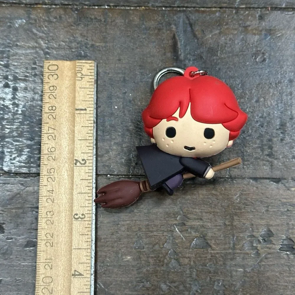 Harry Potter Keychains Lot of 3 – Chibi Ron & Hermione Flying Broom Figures